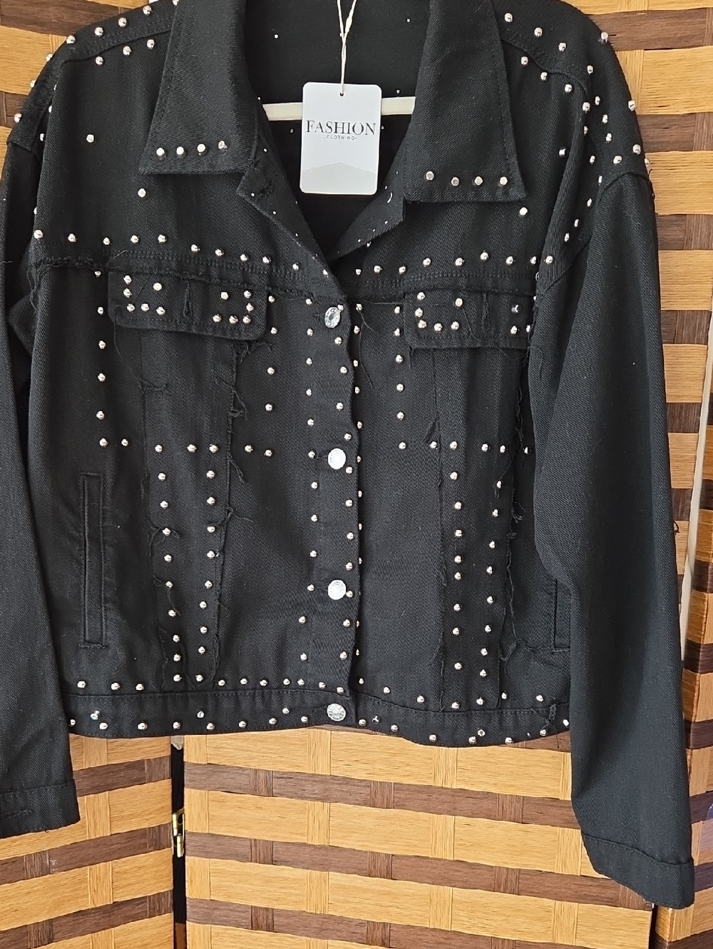 Black Studded Denim Jacket - Picture 3 of 9